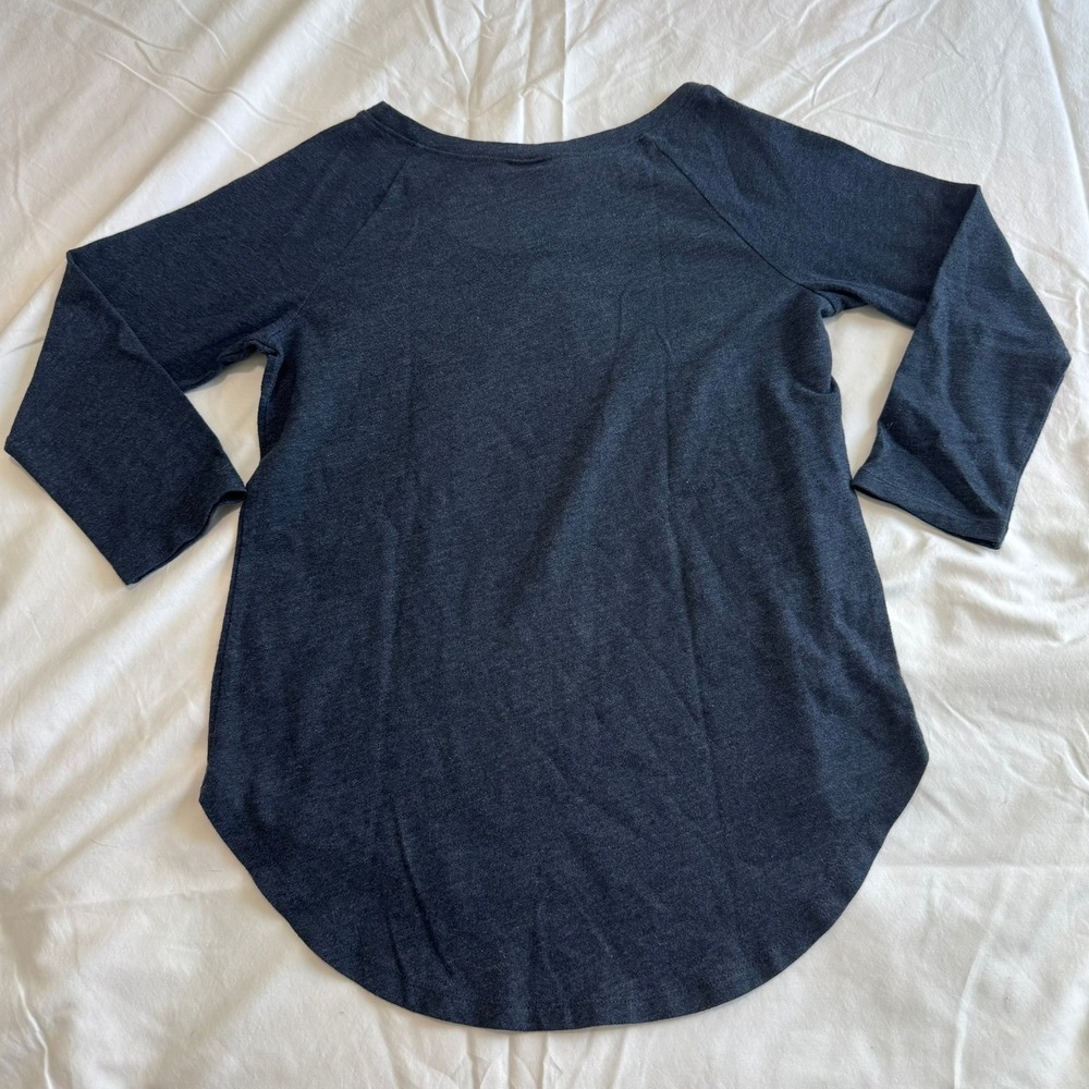 Hollister Womens Navy Blue 3/4 Sleeve Graphic Tee Seagull Logo Y2K Size S - Picture 9 of 9